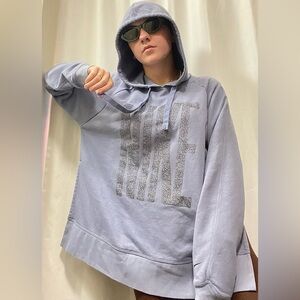 Nike Dri-fit purple glitter drawstring hoodie with open sides and pocket